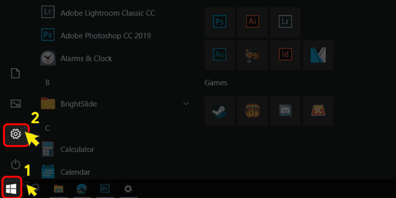 Nhấn Windows + I để mở Settings