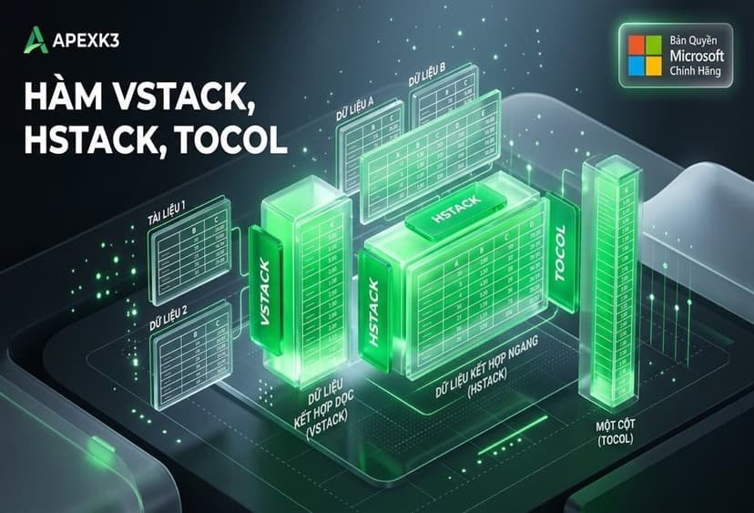 Hàm VSTACK, HSTACK, TOCOL Và Cách Thay Thế Trên Bản Vĩnh Viễn