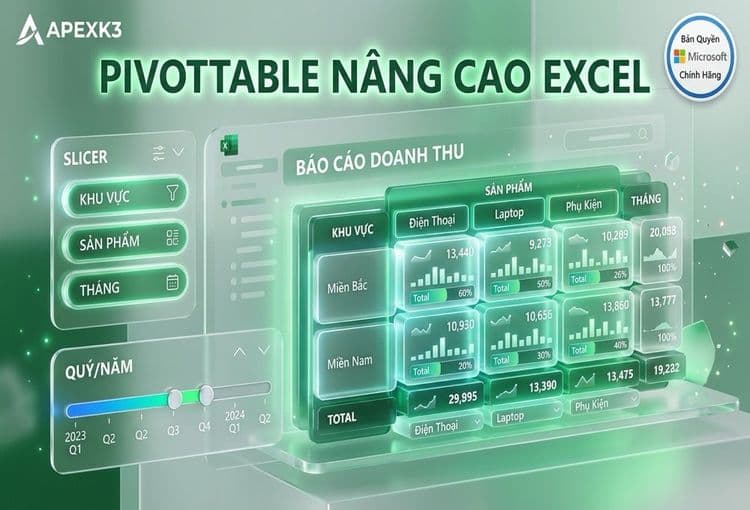 PivotTable Nâng Cao: Slicer, Timeline Và Tự Động Refresh