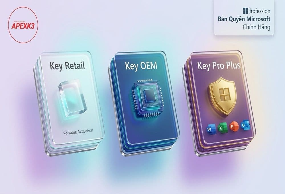 Phân Biệt Key Office Retail, OEM Và Professional Plus