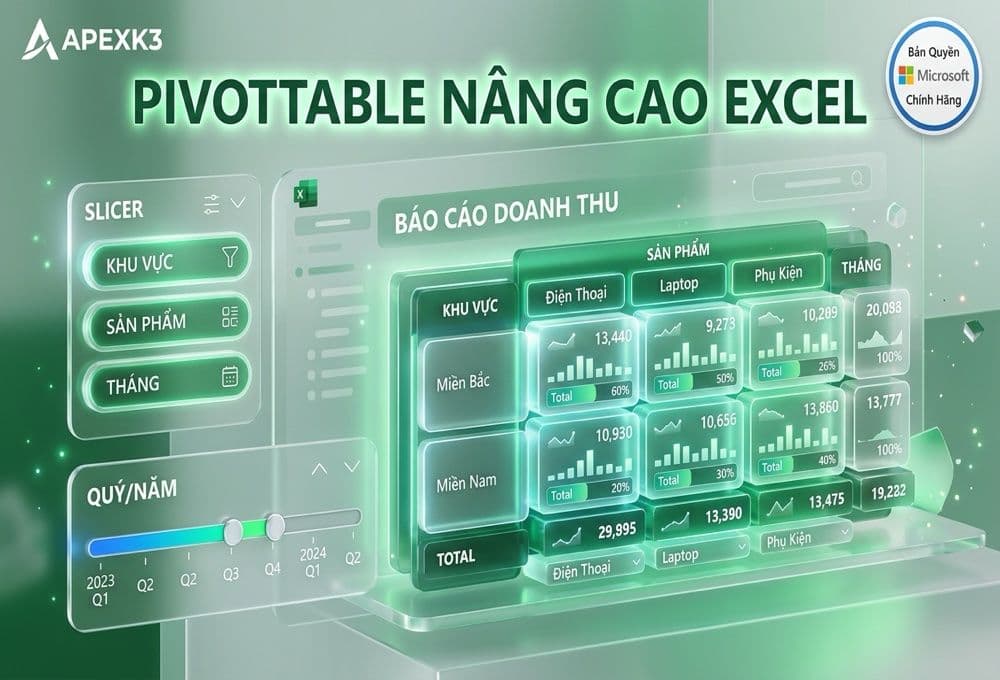 PivotTable Nâng Cao: Slicer, Timeline Và Tự Động Refresh