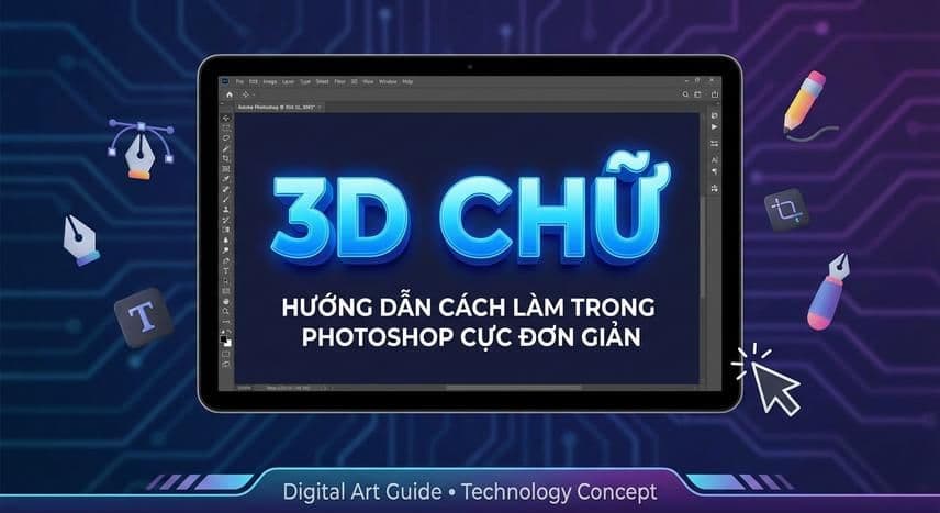 Hướng dẫn cách làm chữ 3D trong Photoshop cực đơn giản