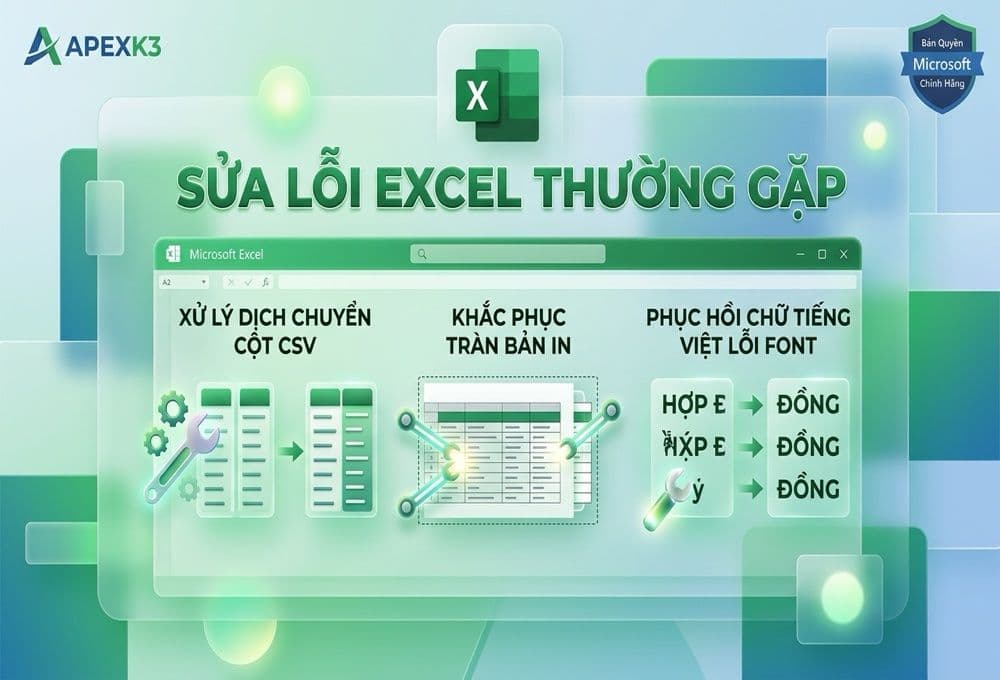 Lỗi Excel Thường Gặp: CSV Nhảy Cột, In Không Vừa Trang, Lỗi Font