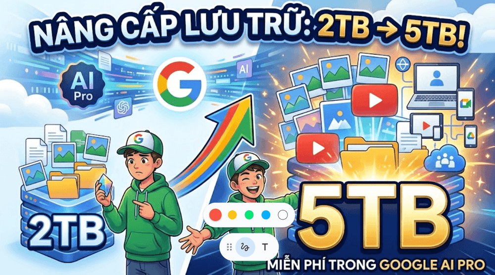 Google AI Pro nâng cấp miễn phí 5TB